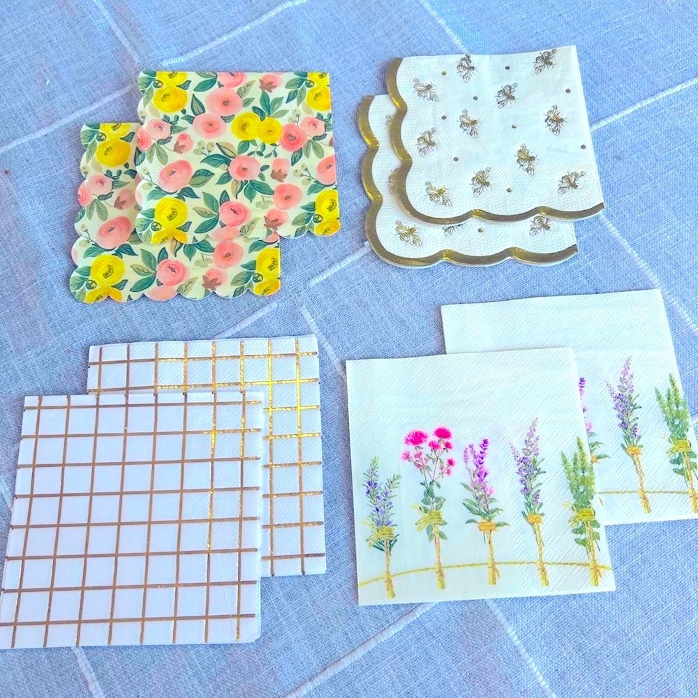 Floral and Geometric Patterned Napkins Set of 8 for decoupage, arts, crafts, etc